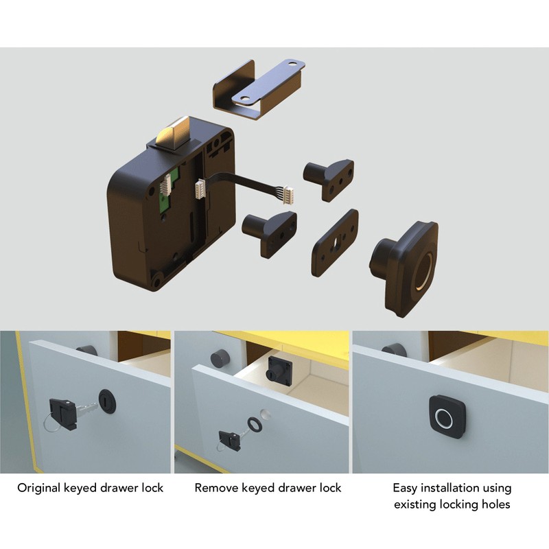 Fingerprint Cabinet Lock Battery Powered Keyless Smart Biometric Cabinet Lock