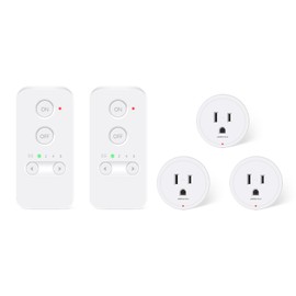 Greencycle Remote Control Outlet Plug, Remote Light Switches Wireless Indoor, Outlet Timer Indoor, No Interference No Wiring, 15A/1500W, 500ft RF Range, Compact Design, Programmable, 2Remotes 3Outlets