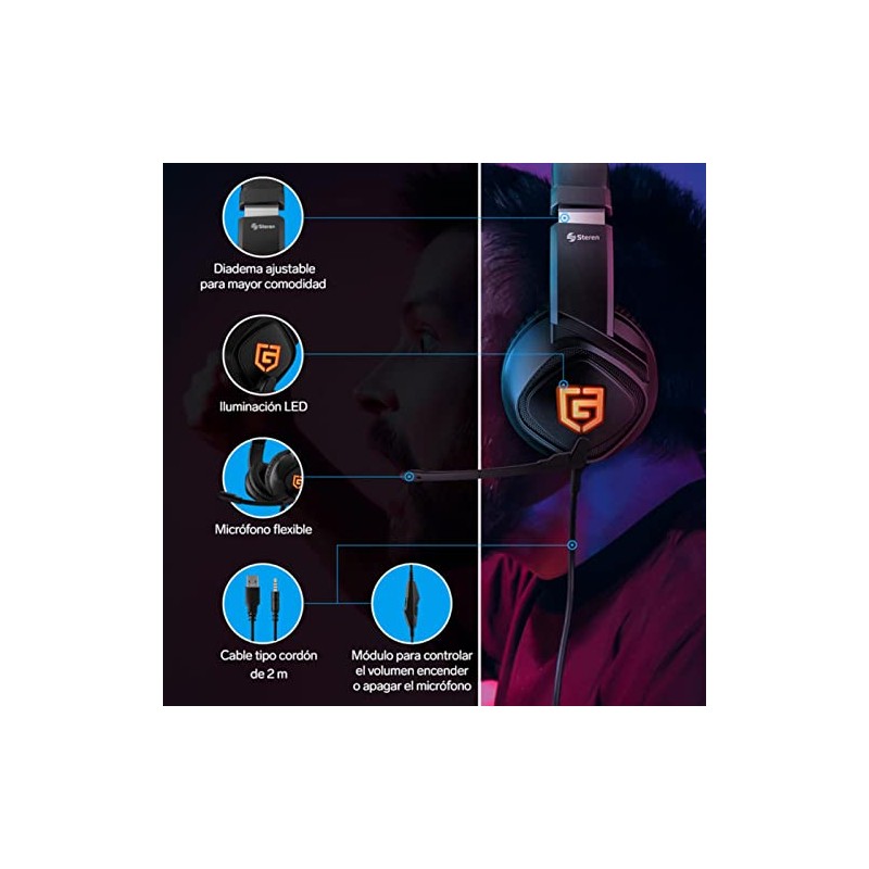 STEREN Audífonos 3,5 Mm para Gamers Aud-558