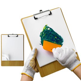 Affrolling 120 Sheets Body Filler Mixing Board Sheets with Body Filler Spreader and Wooden Sketch Board Disposable Paper Mixing Pad Tear Off Paper Mixing Board Sheets