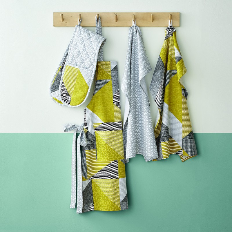 Catherine Lansfield Larsson Geo Two Pack Tea Towels Ochre