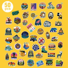 50pcs Scrapbook Stickers Laptop Stickers Cute Stickers Animal Stickers Small Stickers for Children Suitcase Stickers Sticker Pack (Adventure Theme)