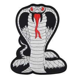 Large Cobra Back Patch Black - 18.2 x 22.8 cm - Embroidered Patch for Biker Back Patch XXL Patch Cobra Snake Patch Back Patch for Motorcycle Jacket Cowl Leather Vest - High Quality Embroidery