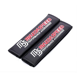 MAZDASPEED Mazda Seat Belt Cover, Seat Belt Pad, Seat Belt Shoulder, Shoulder Pad, Leather, Embroidered, Carbon Style, Set of 2