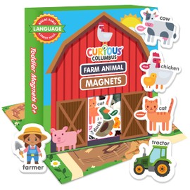 Curious Columbus Fridge Magnets for Toddlers 1-3 Year Olds | Farm Animal Refrigerator Magnets for Kids| Baby ABC Learning and Educational Toys from Babies to Preschool