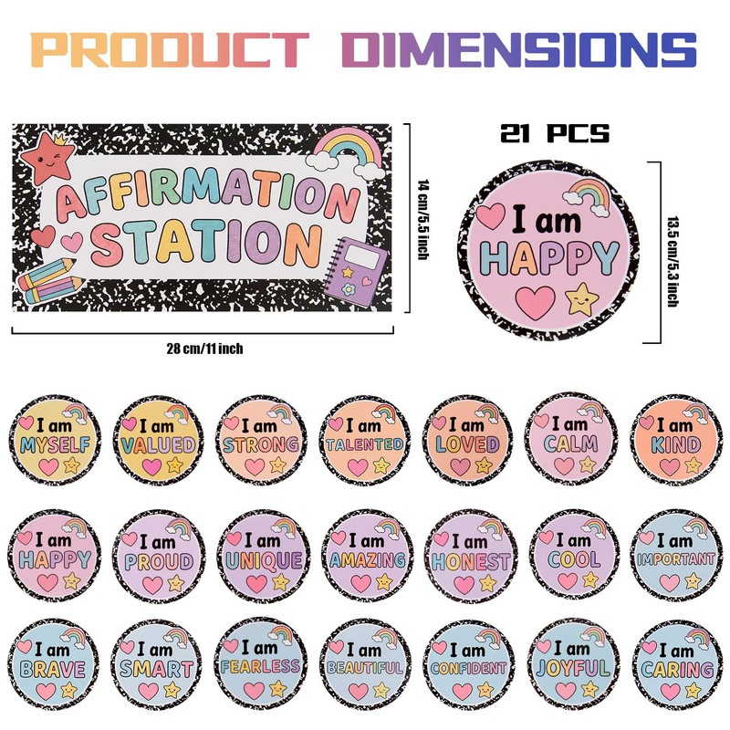 ARCHCRTC 22 Pieces Affirmation Station Composition Notebook Bulletin Board Decorations