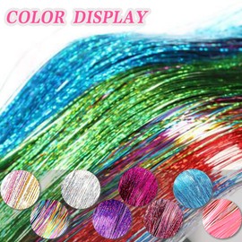 Clip in Hair Tinsel Kit Pack of 6 Pcs 19.6 Inch Heat Resistant Glitter Tinsel Hair Extension With Clips on Festival Gift Tinsel Fairy Hair Extension Party Dazzle Hair Accessories Strands Kit for Women Girls Kids (MAIDEN)