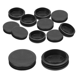 PATIKIL 2-3/8" Plastic Tubing End Caps, 12Pcs Round Hole Plug Insert for Round Iron Pipe Chair Leg Table Bookshelves Patio Furniture, Black