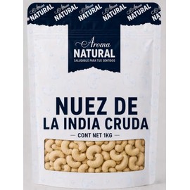 Aroma Natural | Nuez de la India Cruda 1 kg – Bolsa Resellable | Sin Sal · Sin Gluten · Keto | Cashew Natural para Snack, Repostería y Cocina Vegana