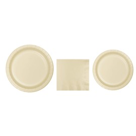 Baxters Party Bundles Bulk, Ivory, 240 Count 9 Inch Round Paper Plates, 240 Count Luncheon Paper Napkins 2 Ply, 240 Count 7 Inch Round Paper Plates, Pack Contains 680 Pieces, Made in the USA