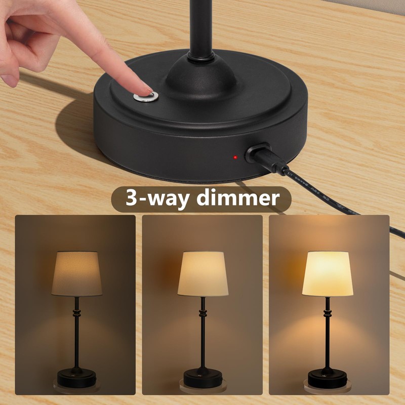 ONEWISH Cordless Table Lamps Set of 2 - Battery Powered