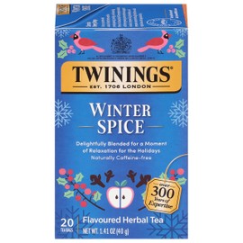 Twinings Winter Spice Herbal Tea Individually Wrapped, 20 Count (Pack of 1), Camomile, Apple, Cinnamon, & Clove, Naturally Caffeine-Free, Enjoy Hot or Iced, 20 Teabags