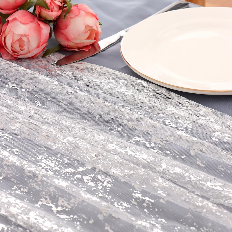 LOMOHOO 2 x Silver Table Runners, 70 x 300 cm