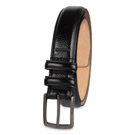 Haggar Men's Leather Dress Belt for Suits and Pants-Classic, Formal, Business, Work, Black Double Loop, Large (38-40)