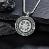 HUKKUN Fidget Compass Necklace Sterling Silver Abalone Shell Anxiety Compass