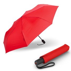 Knirps I.200 Medium Duomatic Pocket Umbrella - Exclusive Handle Design - Compact - Large Push Button - Wind Tunnel Tested, red