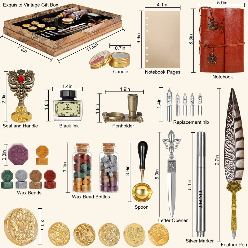 YICMY Feather Pen Pheasant Quill Pen and Ink Set,Caligraphy Kits