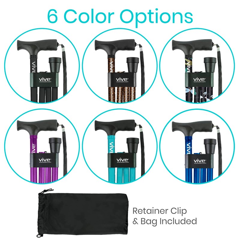 Vive Folding Cane - Foldable Walking Cane for Men, Women