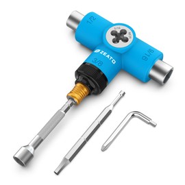 Zeato All-in-One Skate Tools Multi-Function Portable Skateboard T Tool Accessory with T-Type Allen Key and L-Type Phillips Head Wrench Screwdriver - Upgrade Blue & Silver