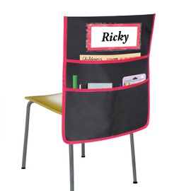 Red Chair Pockets for Classrooms, Chair Pocket with 3 Heavy Duty Storage Pocket, Chair Back Buddy Pocket with Name Tag Slot, Ideal Back to School Supplies, Classroom Must Haves