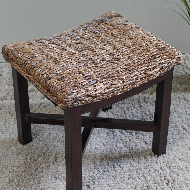 International Caravan Furniture Piece Arizona Abaca Rectangular Cushioned Top Stool