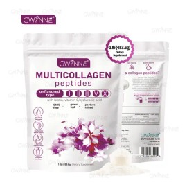 Gwynne Multicollagen Peptides Polvo 1lb 453.6g,con Biotina,vitamin C Y Hyaluronic Acid,apoya La Salud Del Cabello, La Piel Y Las Articulaciones