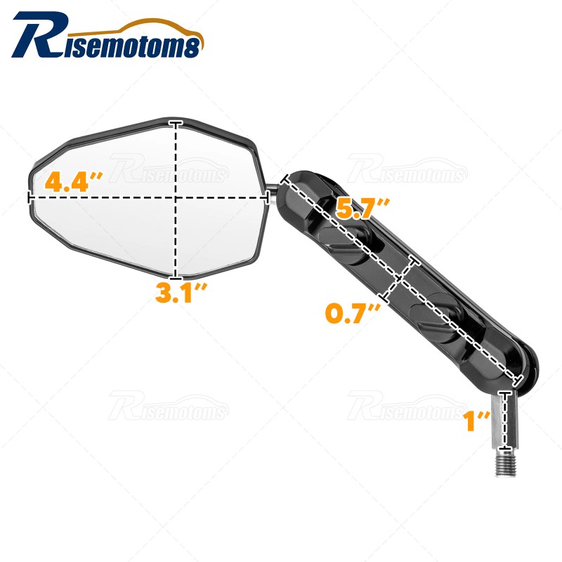 Risemotom8 RAM Ball Mount Motorcycle Rear View Side Mirror For