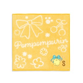 Towel Museum Sanrio Big Ribbon Pom Pom Pudding, Towel Handkerchief, YS, Yellow, Initial S, 28-2030072, Approx. 9.8 x 9.8 inches (25 x 25 cm)