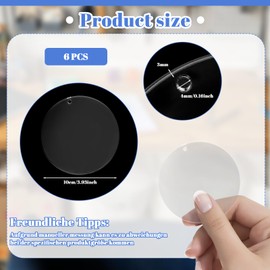 Pack of 6 Round Glass Plates, Acrylic Glass Plate, Round Acrylic Panel with Hole, Transparent Acrylic Plate 10 cm / 3.93 inches, for DIY Decoration, Wall Hangings, Product Displays, Wedding Signs and