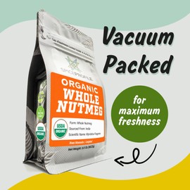 Spice Profile USDA Organic Whole Nutmeg, Lab Tested for Heavy Metals, Resealable 3.5 oz Pouch, Jaiphal, Nuez Moscada