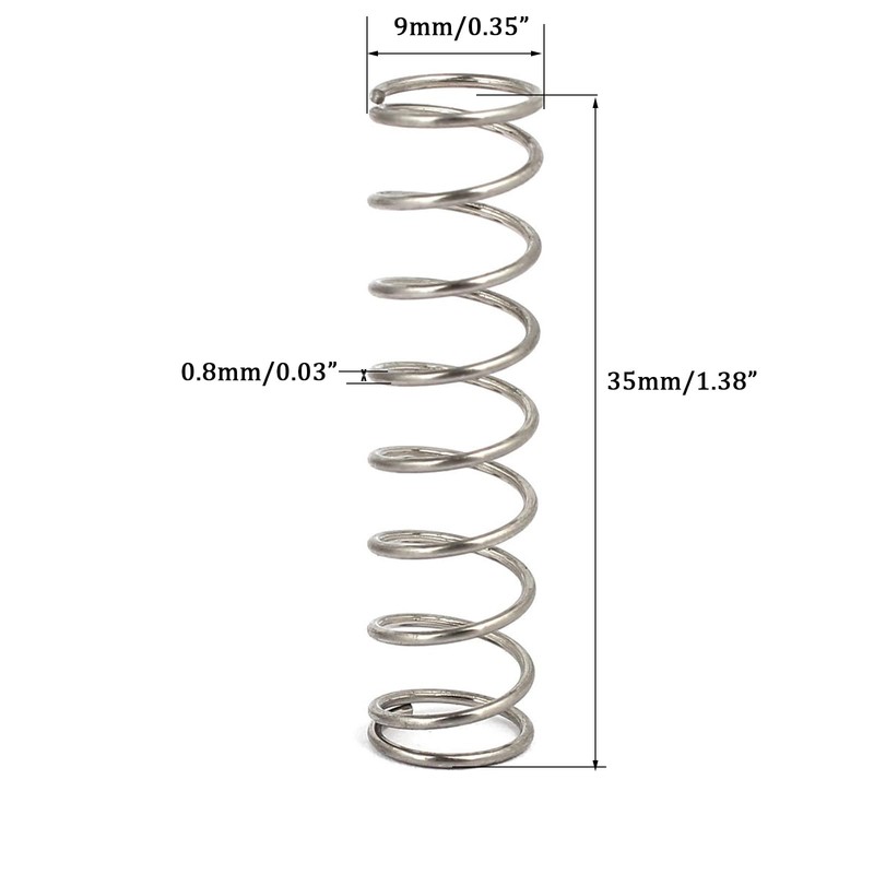 TA-VIGOR 10Pcs Compressed Spring, 9mm OD,0.8mm Wire Size,35mm Free Length