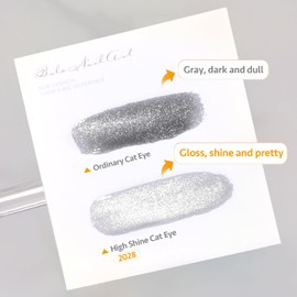 GAOY Cat Eye Gel Nail Polish, 16ml Silver Glitter Holographic Nail Polish with Magnet, Reflective Translucent UV Gel, 2028 Crystal