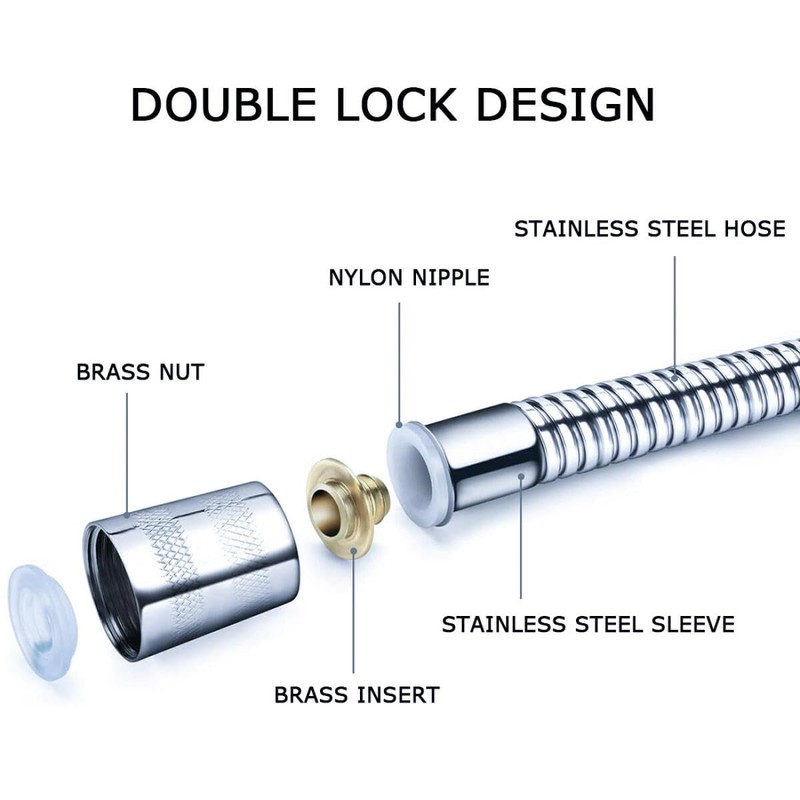 2M Anti-Kink Shower Hose - 304 Stainless Steel Extra Long