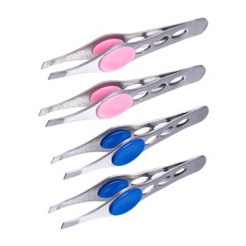 OATIPHO Stainless Steel Eyebrow Tweezers Set 4PCS Precision Eyebrow Trimmers for Makeup Grooming for Women and Men and Facial Hair Removal