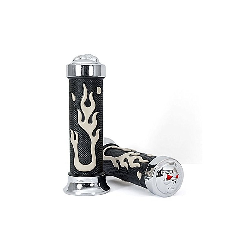 Szmsmy Skull Bike Grip 1.0 inch (25 mm) Plated Left