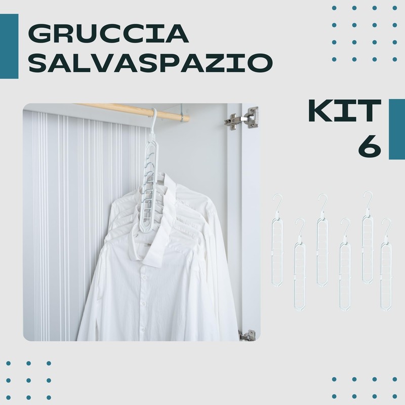 Set of 6 Multifunctional Space Saving Wardrobe Hanger Shelves: Hanger