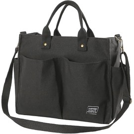 Camilife Canvas Bag for Women, Canvas Shoulder Bag Women, Shoulder Bag, Casual Multifunctional Crossbody Bag for School, Work, Travel (Black-NEW), Black-new