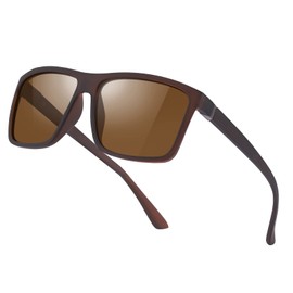 suoso Polarised Sunglasses Men Women Unisex Black Retro Ultralight Frame UV400 Protection Sunglasses Polarised Classic Glasses for Driving Business Trip Travel, A5 - Brown/Brown