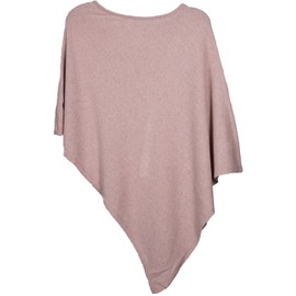 styleBREAKER Soft fine Knit Poncho in Plain, Round-Neck, Ladies 08010042, Colour:Old Rose