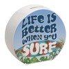 Money Box with Beautiful Surfboard Motif and Saying - Life