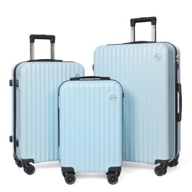 Aklsvion Luggage Set 3 Piece Suitcase Set Carry on Luggage ABS+PC Hardside Luggage Spinner Wheels Telescopic Handle（Light Blue）