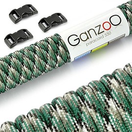 Ganzoo Paracord 550 Rope + 3 x Click Fastener for Bracelet, Lead, Collar, Starter Set