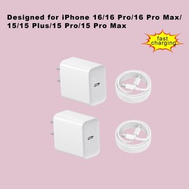 USB C Charger Block, Fast Charge Type-C Adapter, USB Wall Charger for Phone 16/16 Pro/16 Pro Max/15/15 Plus/15 Pro/15 Pro Max