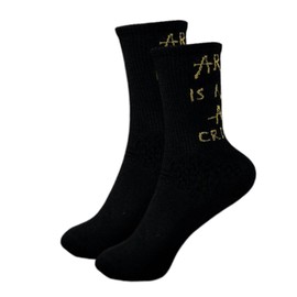 Tindo Statement Socks ART IS NOT A CRIME Streetwear Sock - Artist Socks with Message - Size 3-9 Crew Socks, black