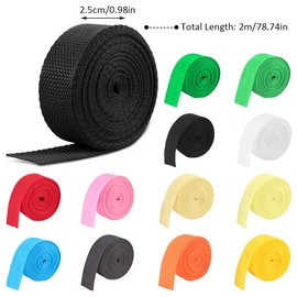 Pack of 12 Webbing 25 mm, 24 m Wide Colourful Webbing Polypropylene for Pets, Backpack Strap, DIY, Luggage Strap, Lashing Strap and Reinforcement Strap, 2.5 cm x 2 m