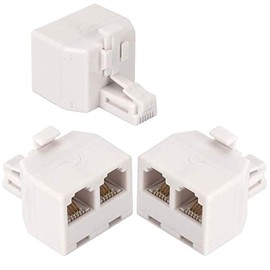 Telephone Splitters,RJ11 6P4C Duplex Wall Jack Adapter Dual Phone Line Splitter Wall Jack Plug 1 to 2 Modular Converter Adapter for Office Home ADSL DSL Fax Model Cordless Phone (Two Way-3 Pack-D)