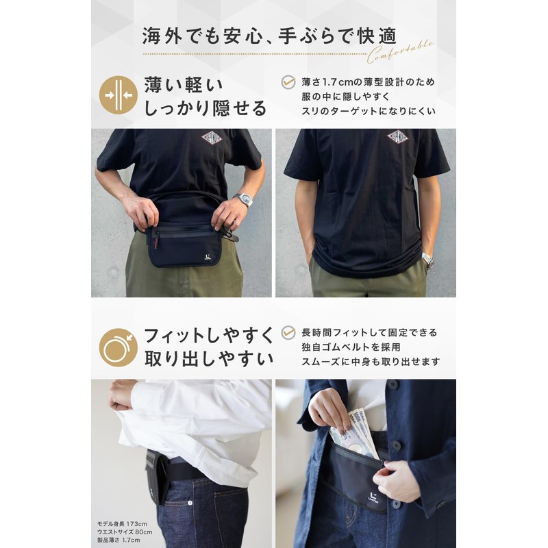 SECURIPO Security Pouch, Anti-Skimming, Thin Waist Pouch, Valuables, Pouch, Convenient