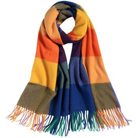 MAIRY Ladies Scarves Winter Clearance Cashmere Wool Scarf Pashmina Shawl Wrap for Women Long Large Warm Thick Reversible Yellow Scarves, 10007