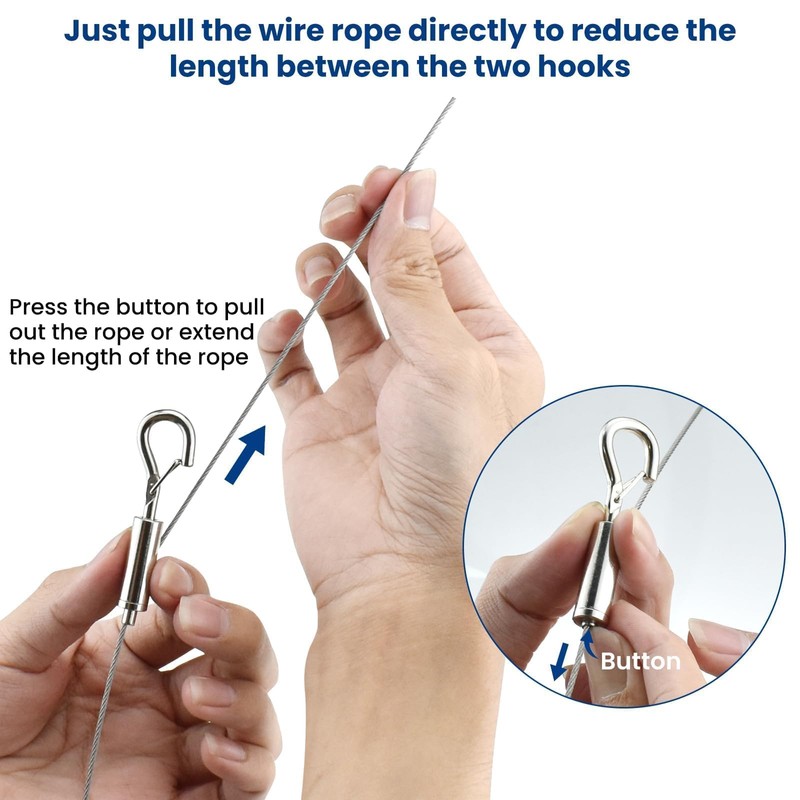 ZIUZI 6.6FT Adjustable Picture Hanging Wire, Heavy-Duty Stainless Steel Wire