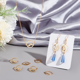 UNICRAFTALE Pack of 10 Golden Mountain Connecting Pendants, Stainless Steel Mountain Bracelet, Pendant, Hollow Flat Round Mountain Charms, Metal Pendant for Outdoor Lovers, Climbers, Range, Sports